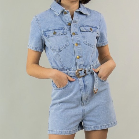 Denim Romper - Picture 1 of 3